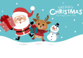 Santa, Reindeer, Snowman, and Happy New Year
