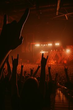 people raising their hands in the air at a concert