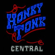 a neon sign that says honey honk central