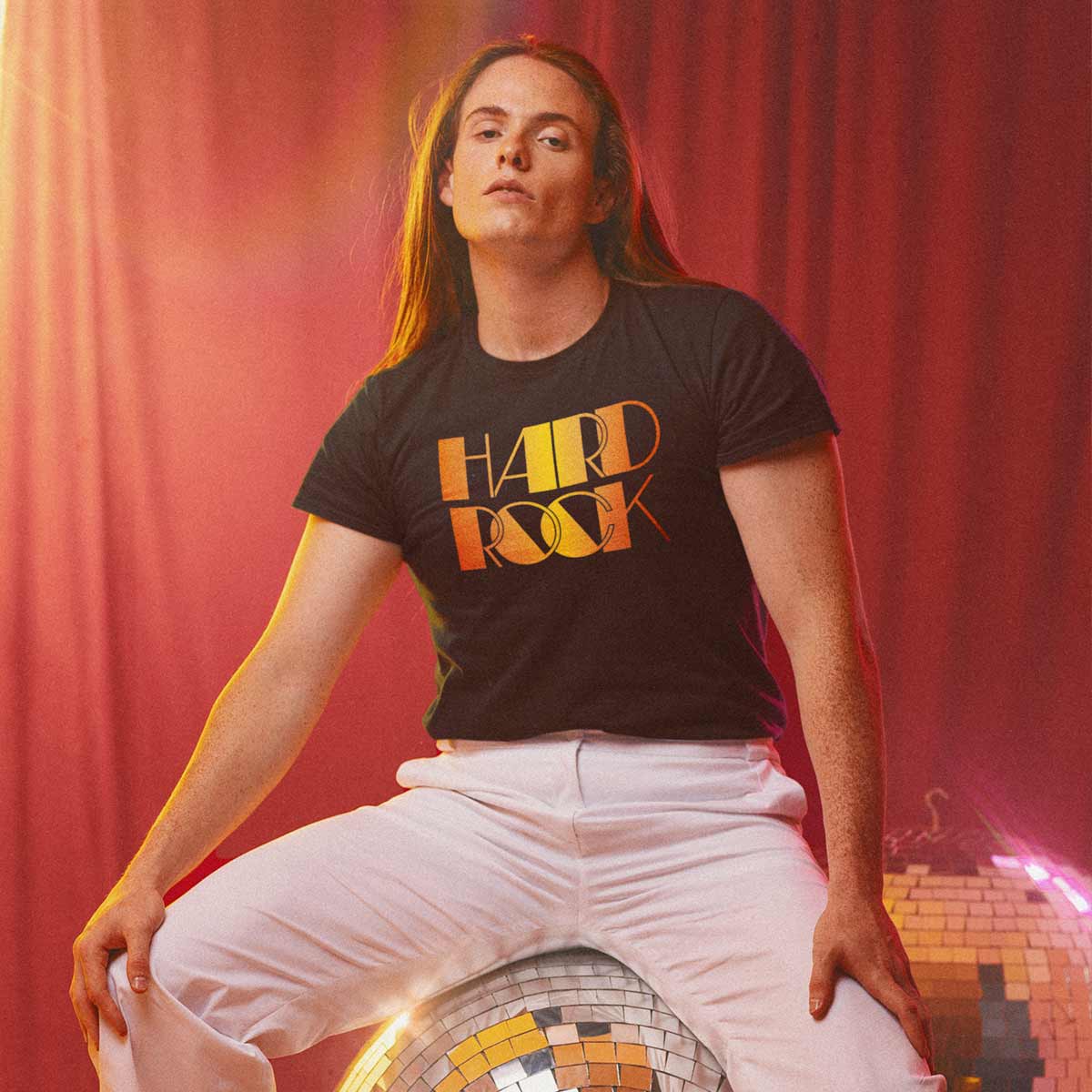 Adult Fit Disco Gold Gradient Logo Tee in Black image number 2