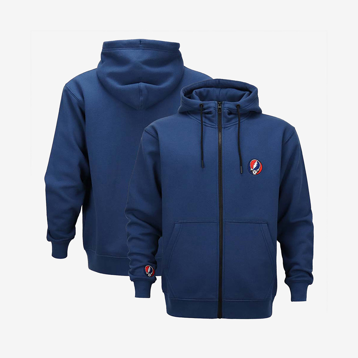 Grateful Dead Stealie Skull Zip-Up Hoodie in Navy image number 4