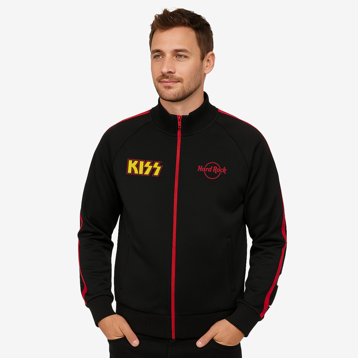 Adult Fit KISS Alive Track Jacket in Black image number 2