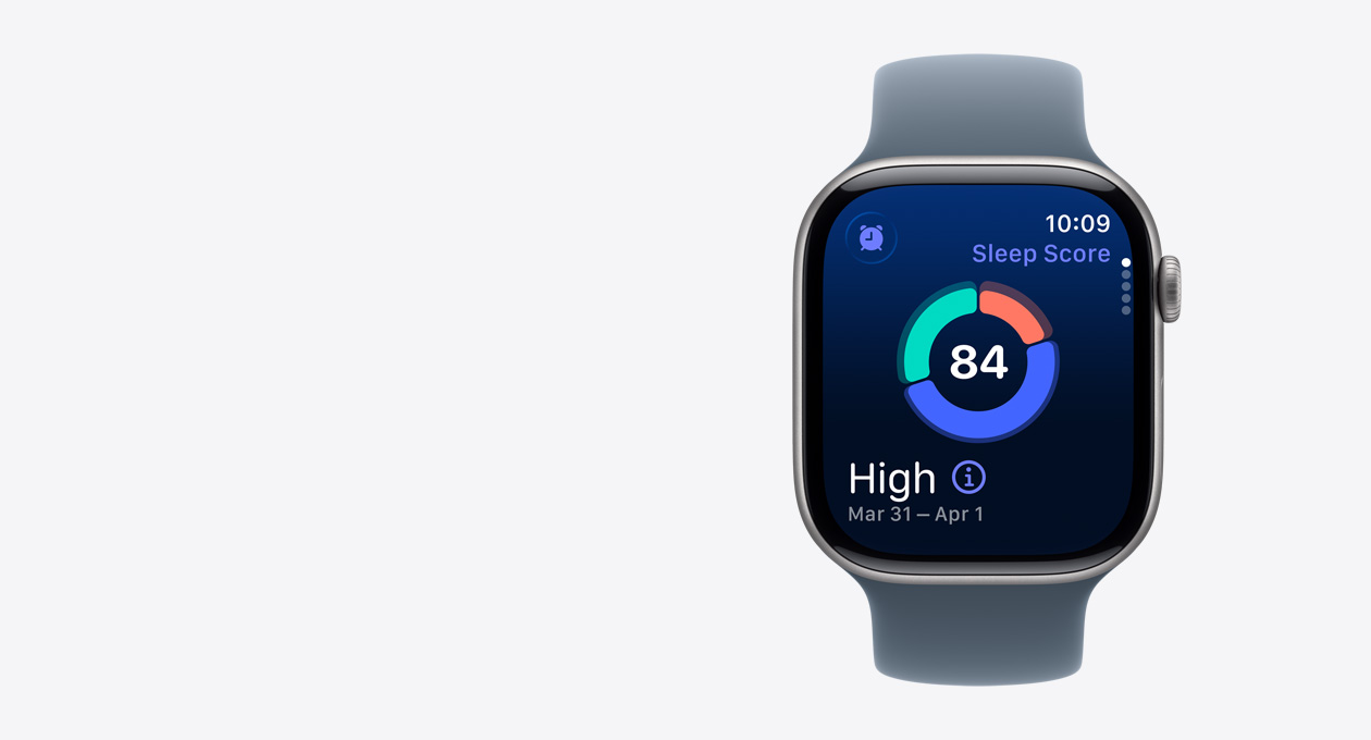 Apple Watch Series 11 in de kleur spacegrijs, kast van aluminium, scherm met slaapscore