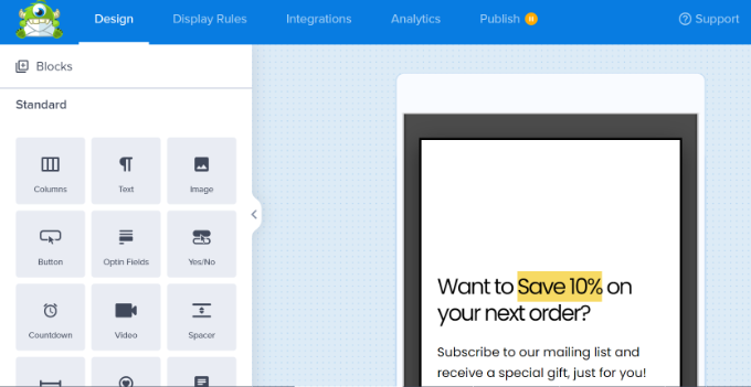 OptinMonsterのドラッグ&ドロップ・ポップアップビルダー OptinMonsterのドラッグ&ドロップ・ポップアップビルダー